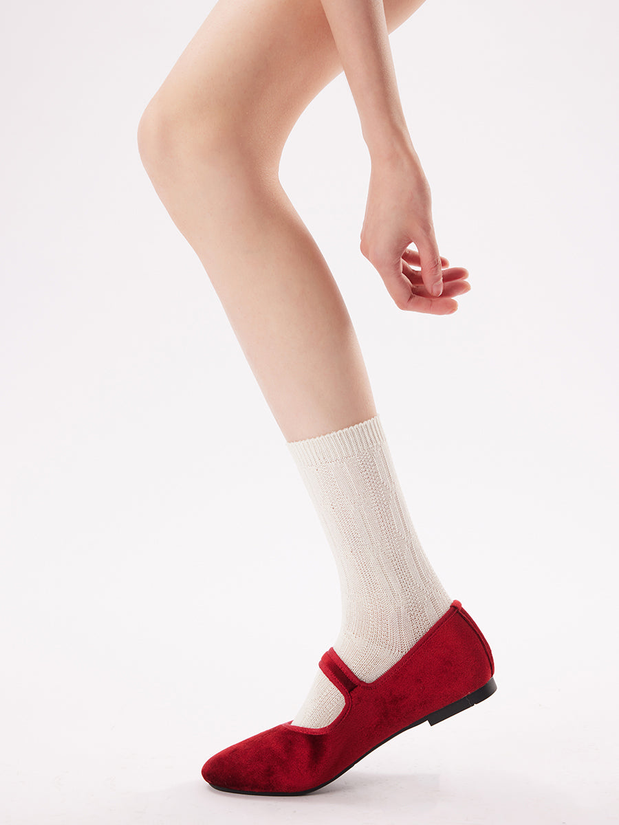 Textured Knit Crew Socks