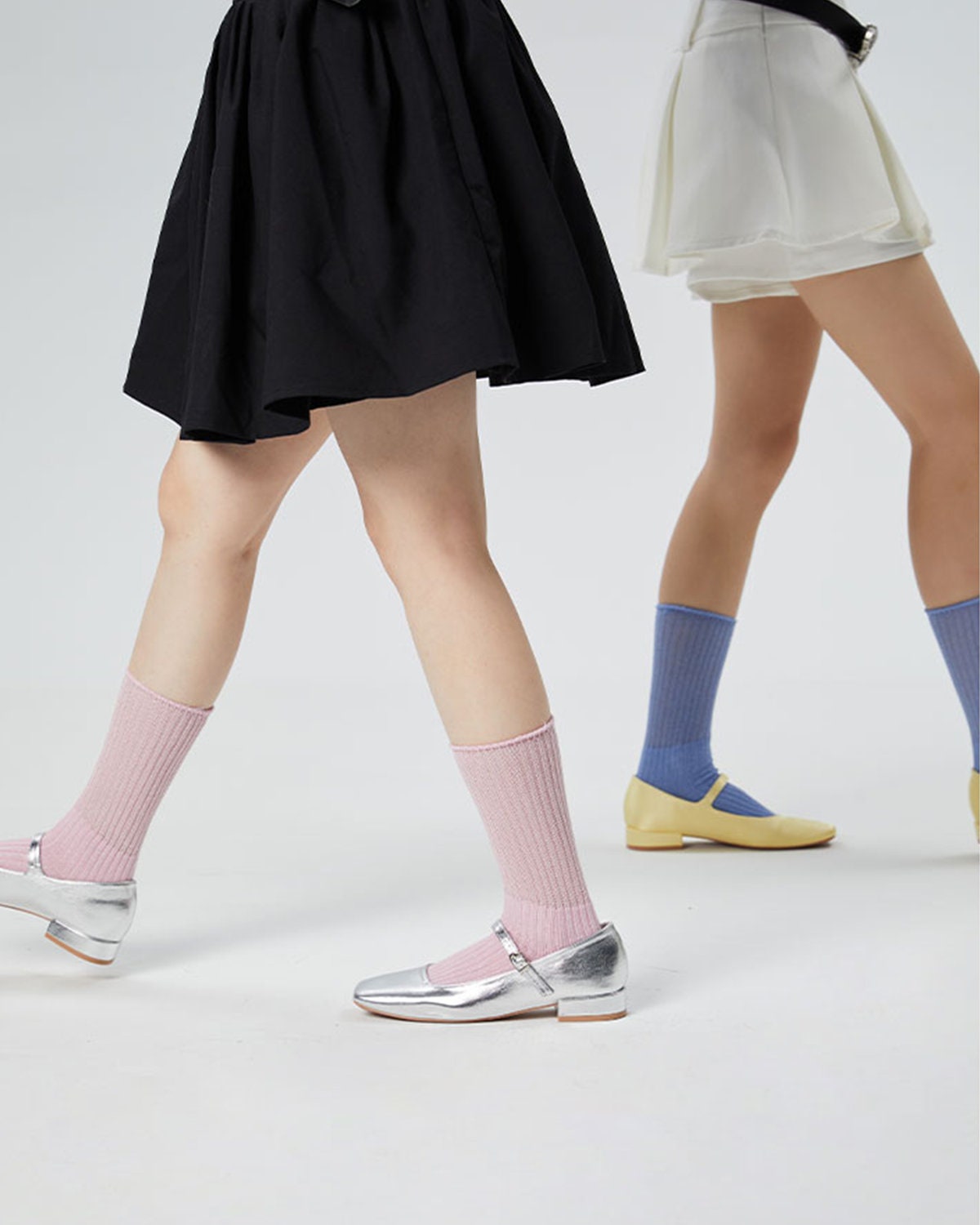 Shiny Semi-Sheer Crew Socks For Women