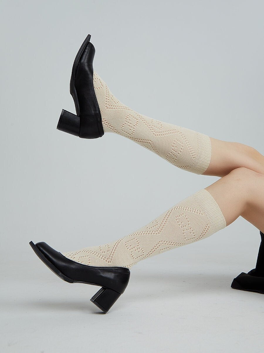 Pointelle Knee High Socks For Women