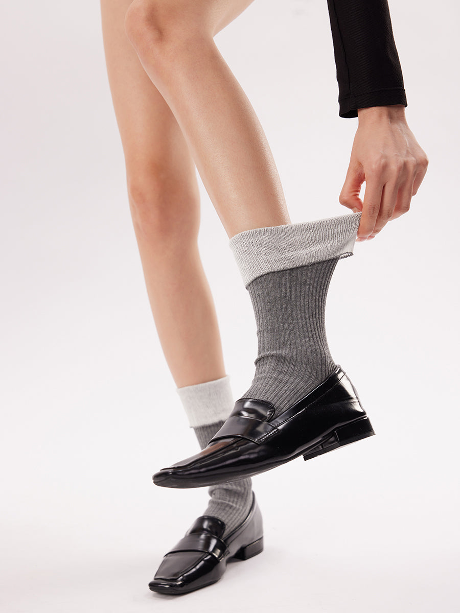 Colorblock Ribbed Crew Socks