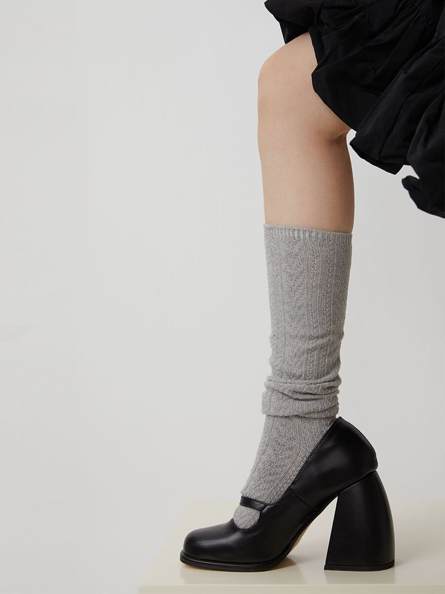 Ribbed Knit Slouch Knee High Socks For Women