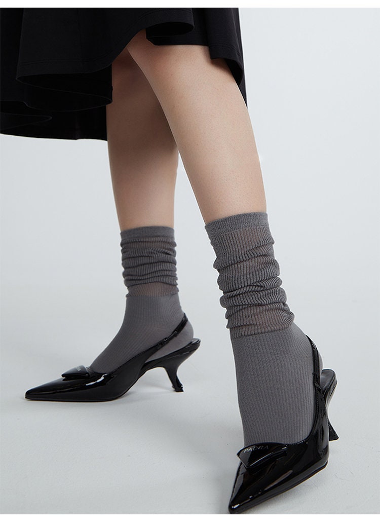 Slouch Semi-Sheer Crew Socks For Women