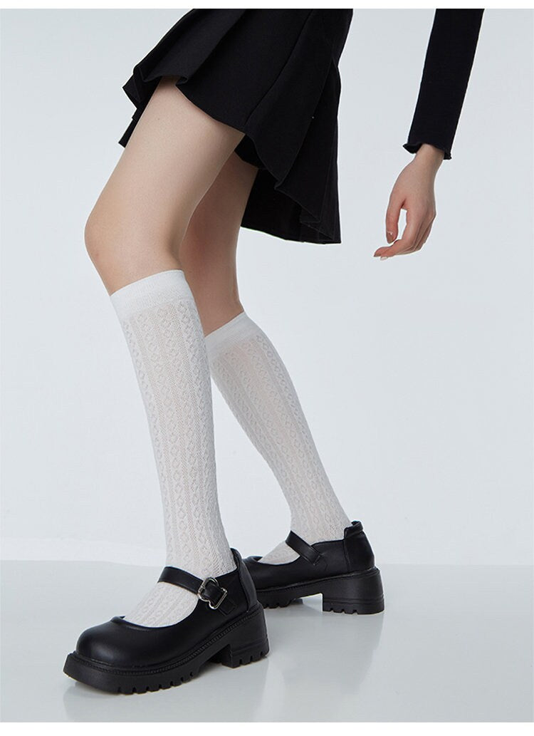 Ribbed Knit Knee High Socks For Women