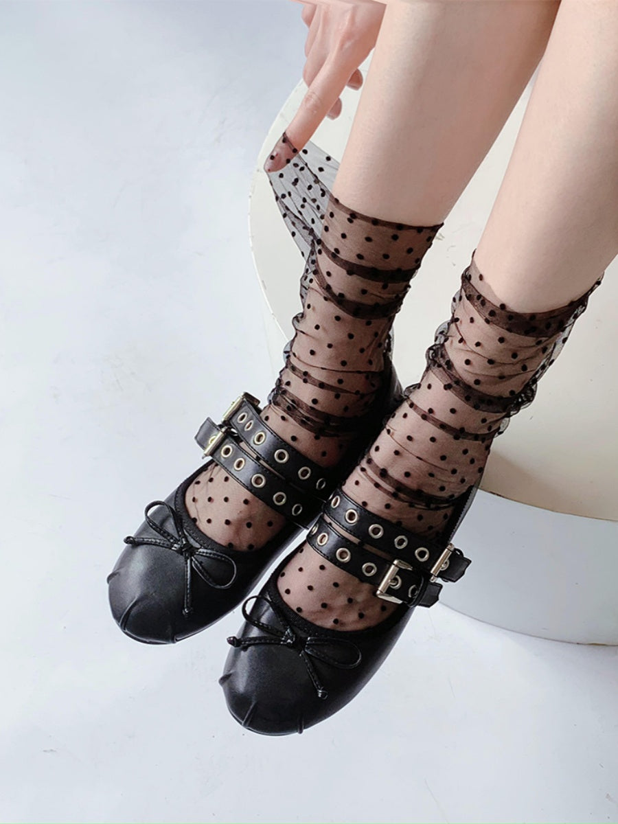 Polka Dots Tulle Crew Socks