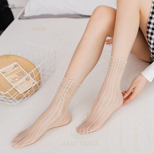 Stripe Tulle Crew Socks