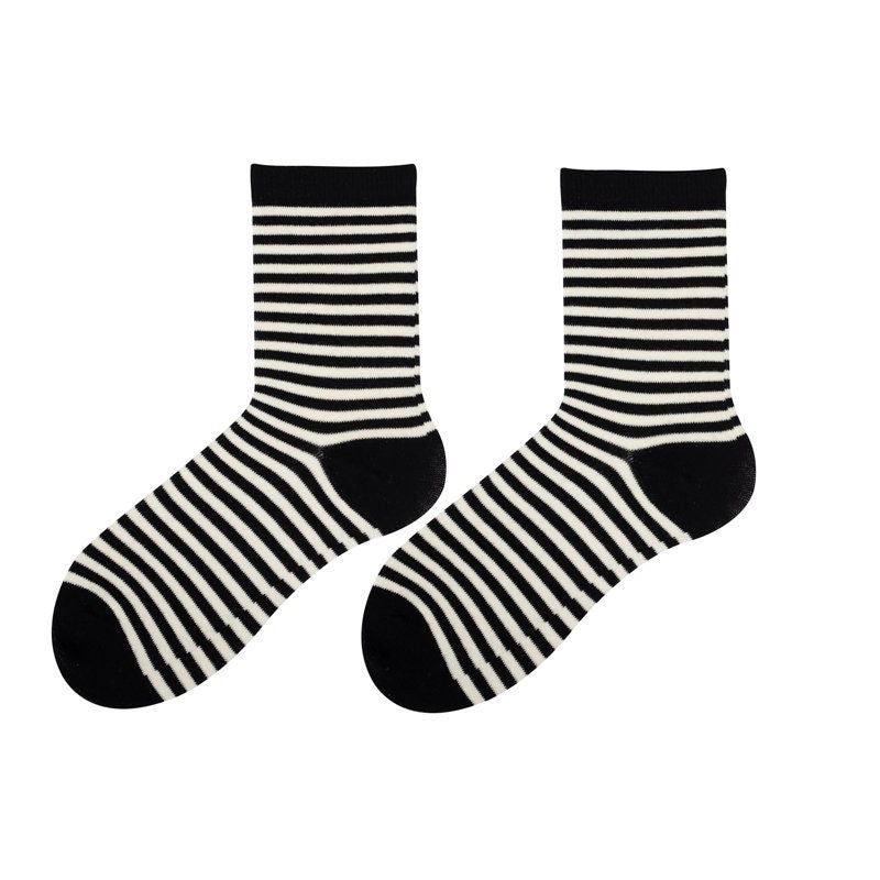 Stripe Cotton Quarter Socks For Women