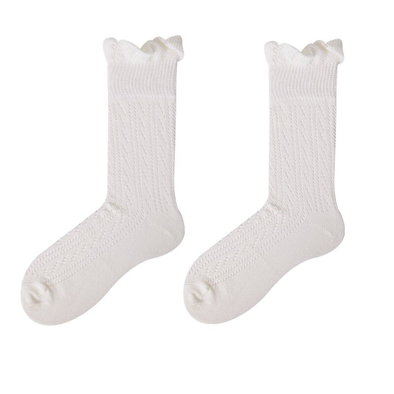 Slouch Pointelle Knit Crew Socks For Women