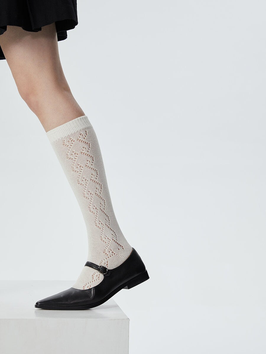 Pointelle Knee High Socks For Women