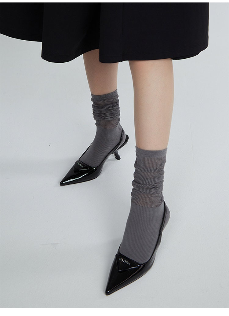 Slouch Semi-Sheer Crew Socks For Women