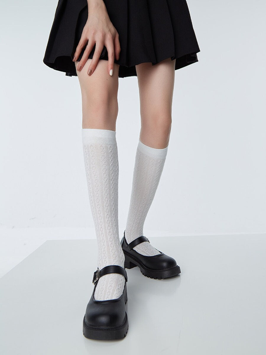 Ribbed Knit Knee High Socks For Women