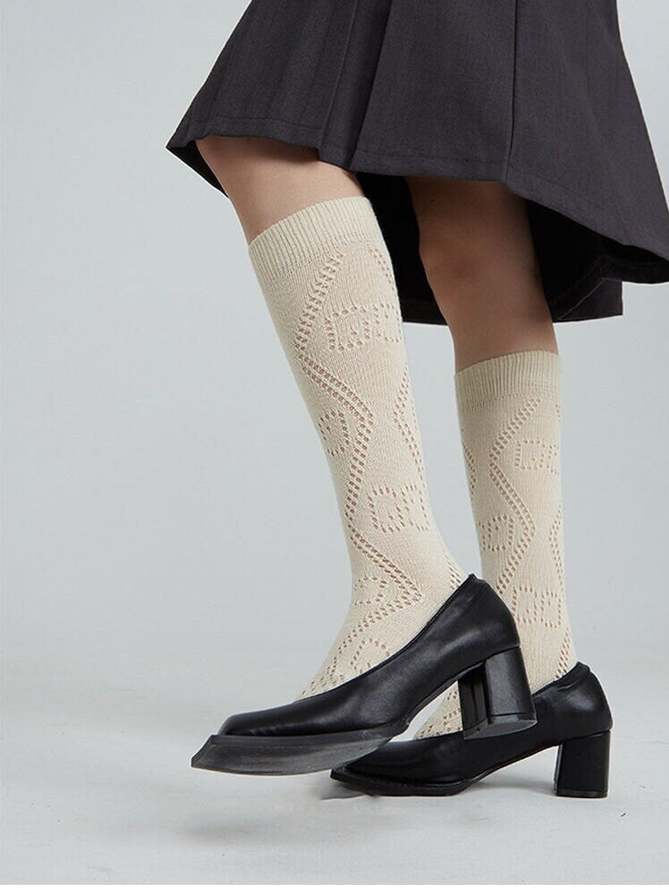 Pointelle Knee High Socks For Women