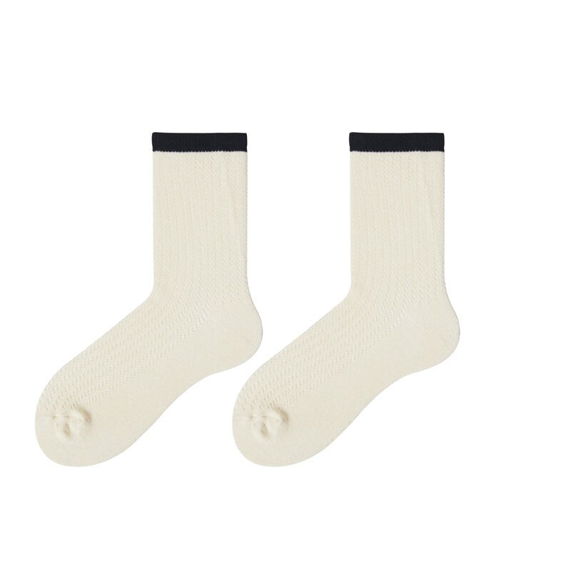 Pointelle Knit Crew Socks For Women