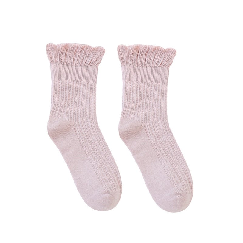 Ruffle Trim Quarter Socks For Women