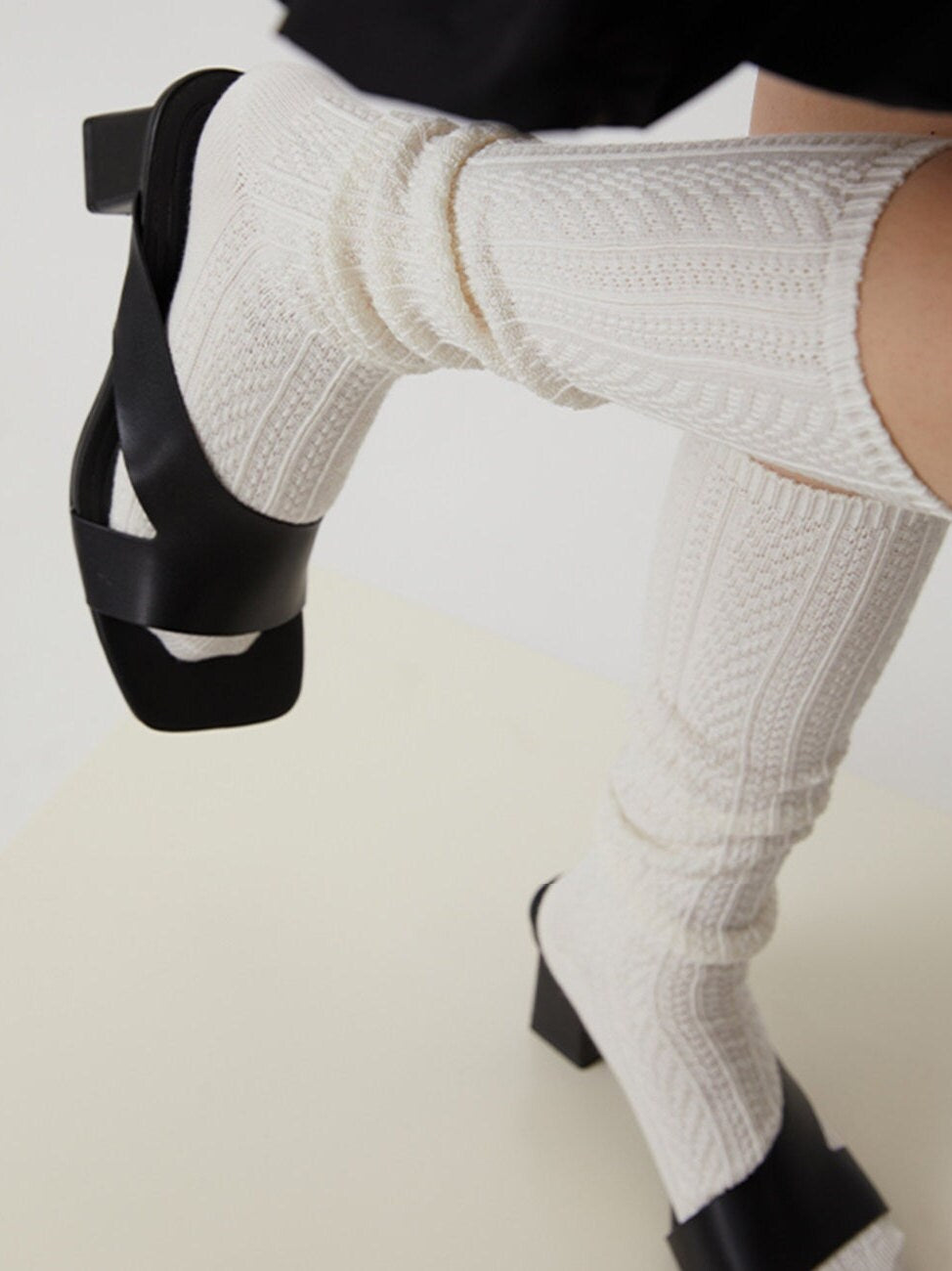 Ribbed Knit Slouch Knee High Socks For Women