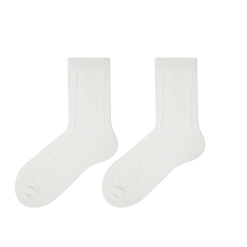 Argyle Knit Quarter Socks For Women