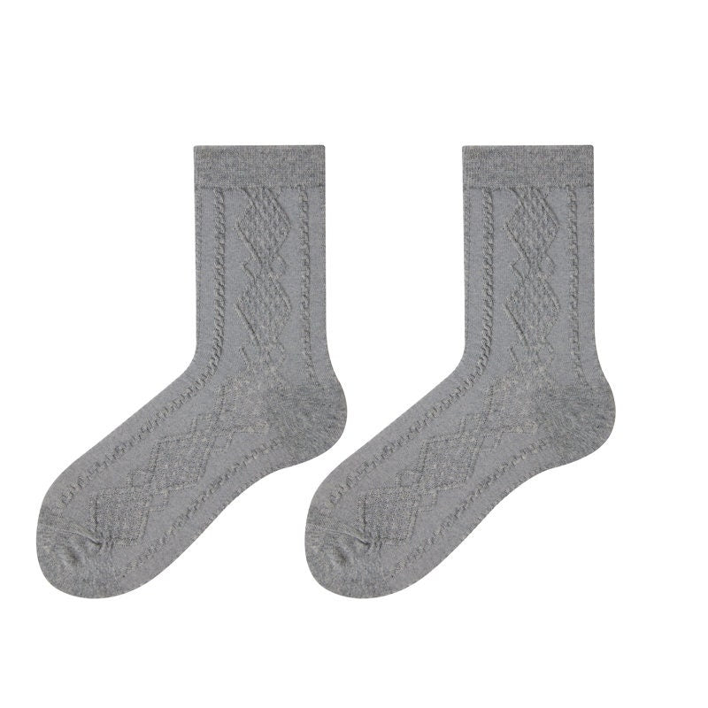 Argyle Knit Quarter Socks For Women