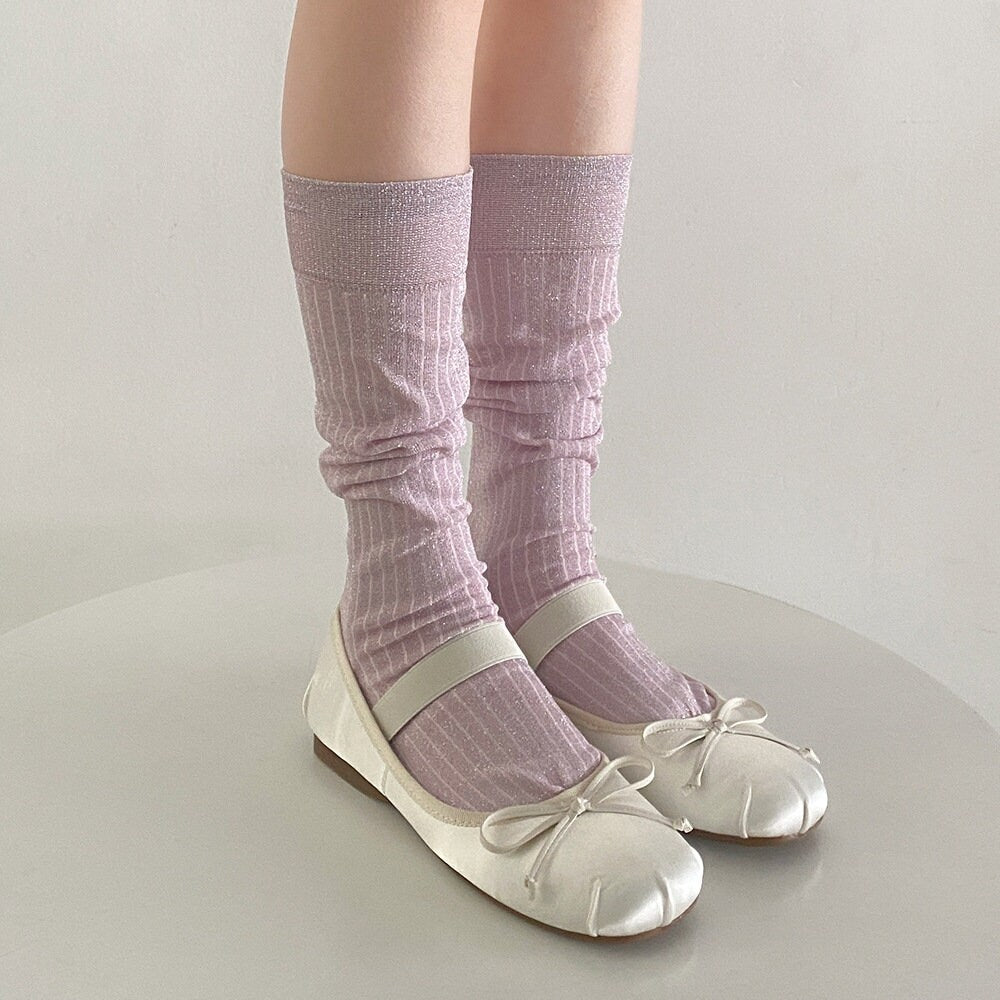 Shiny Knee High Socks / Calf Socks For Women