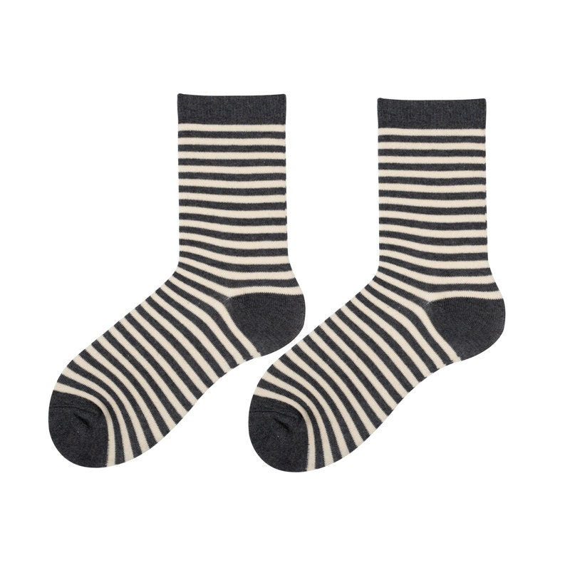 Stripe Cotton Quarter Socks For Women