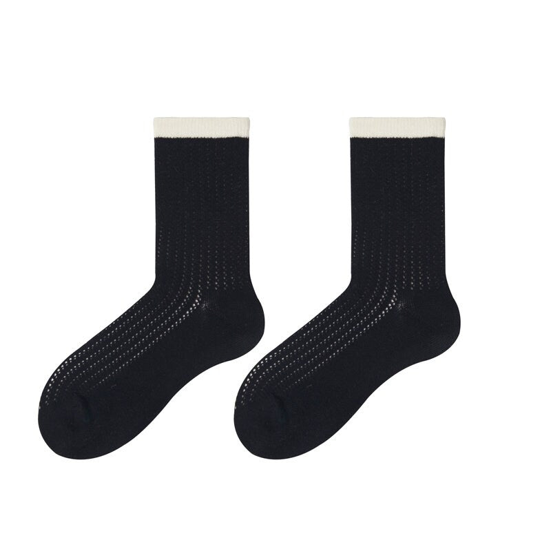 Pointelle Knit Crew Socks For Women