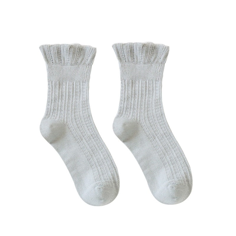 Ruffle Trim Quarter Socks For Women