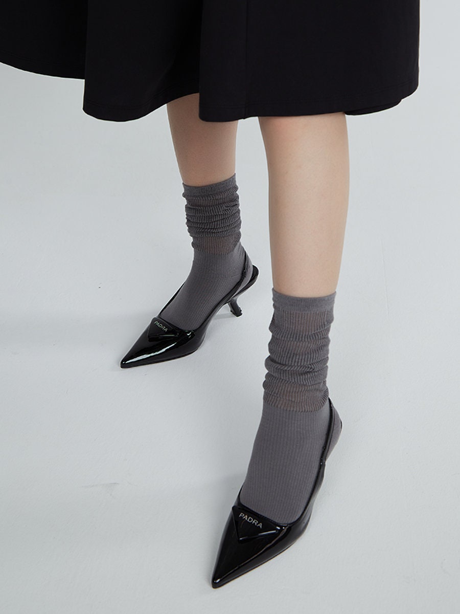 Slouch Semi-Sheer Crew Socks For Women