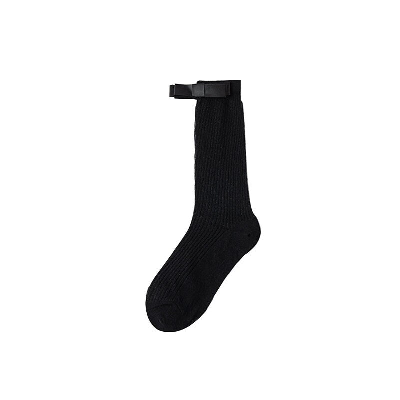 Bow Semi-Sheer Stripe Crew Socks / Calf Socks For Women