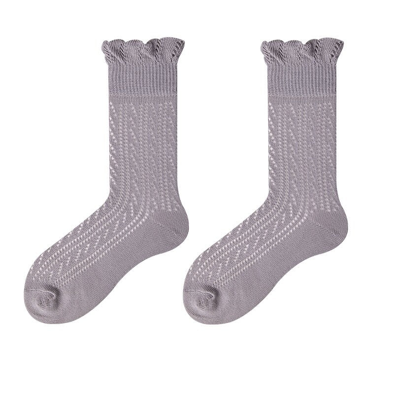 Slouch Pointelle Knit Crew Socks For Women