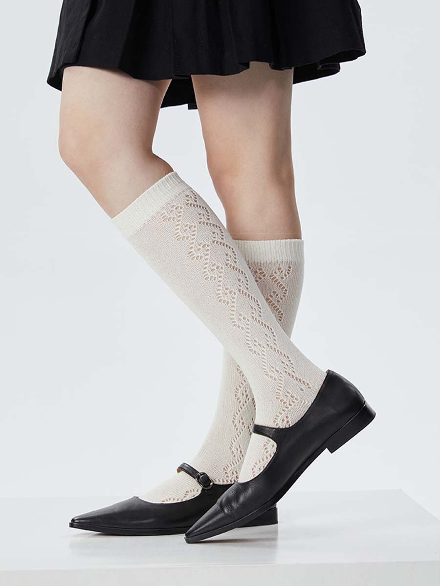 Pointelle Knee High Socks For Women