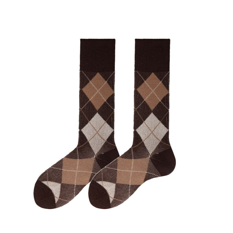 Argyle Crew Socks / Calf Socks For Women