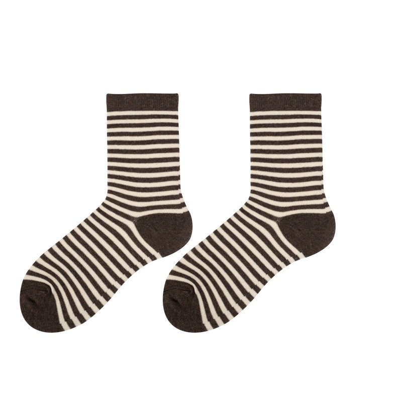 Stripe Cotton Quarter Socks For Women