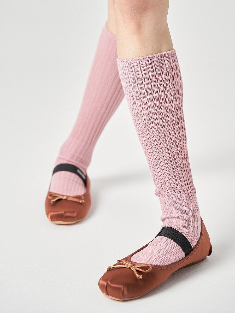 Ribbed Knit Slouch Knee High Socks For Women