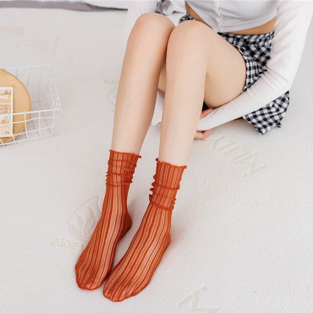 Stripe Tulle Crew Socks