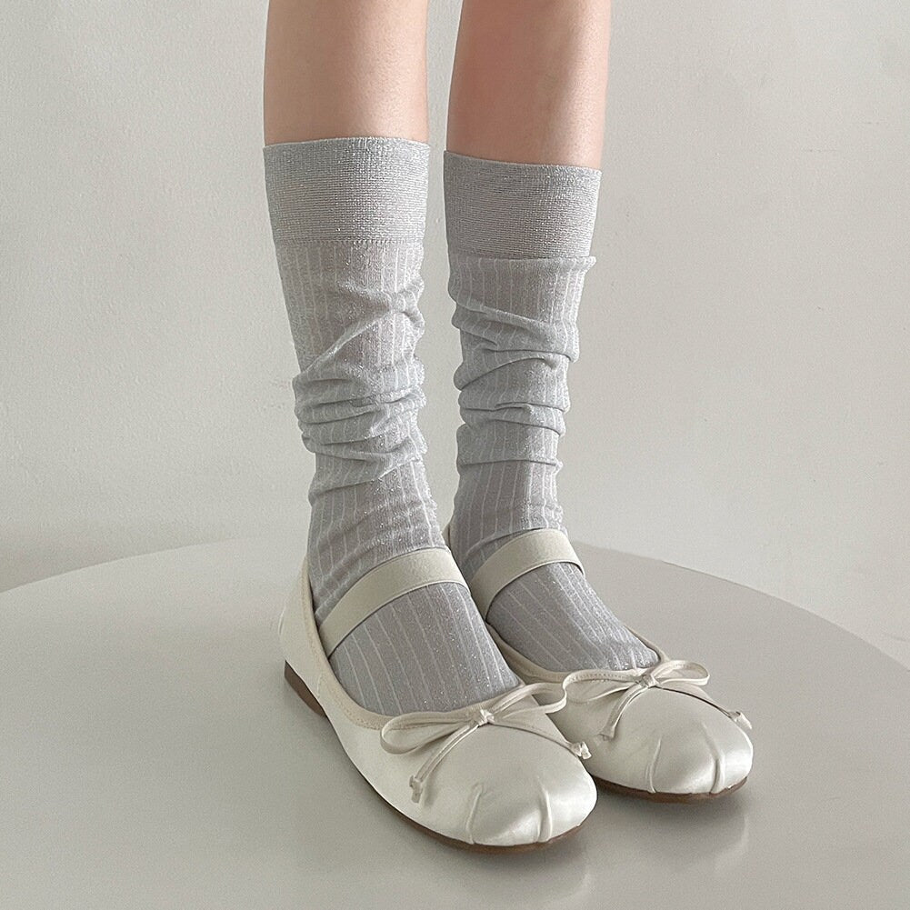 Shiny Knee High Socks / Calf Socks For Women