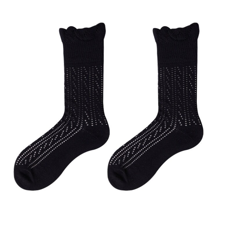 Slouch Pointelle Knit Crew Socks For Women