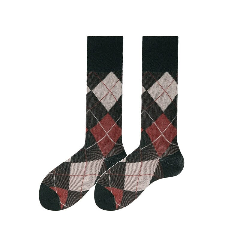 Argyle Crew Socks / Calf Socks For Women