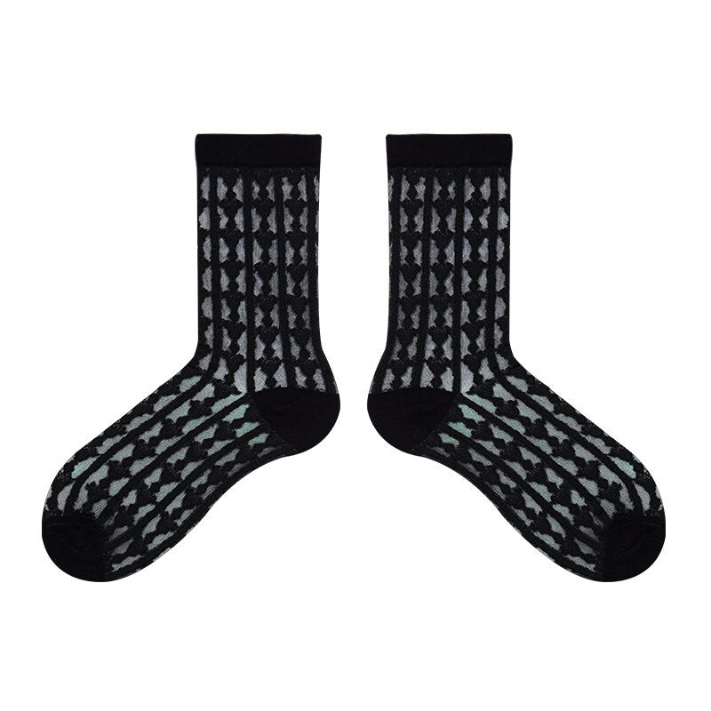 Pointelle Semi-Sheer Crew Socks