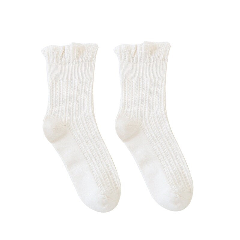 Ruffle Trim Quarter Socks For Women