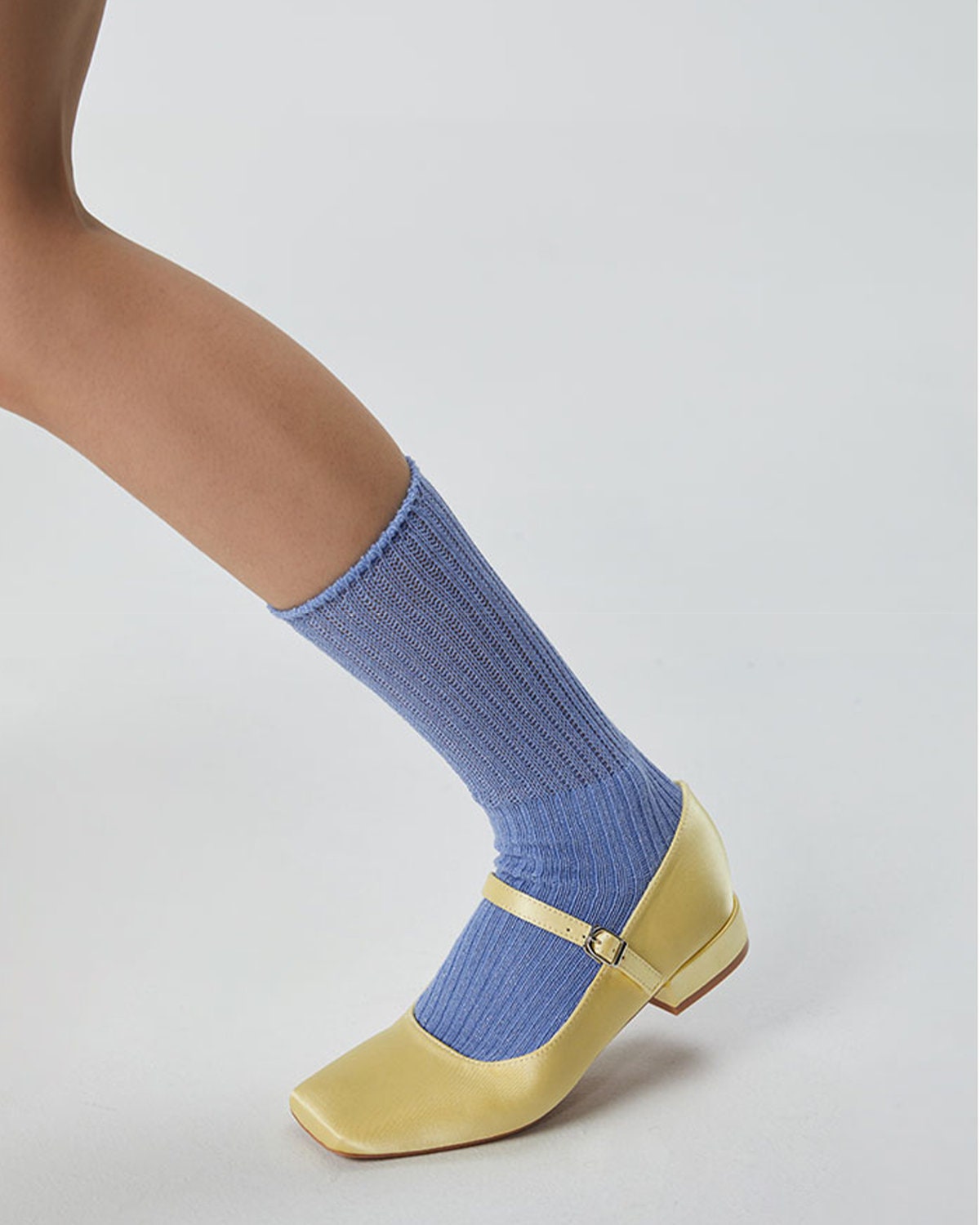 Shiny Semi-Sheer Crew Socks For Women