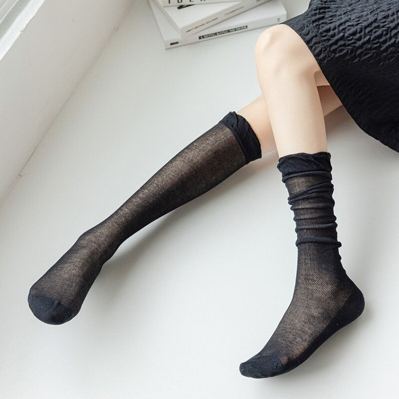 Slouch Mesh Knee High Socks / Calf Socks For Women