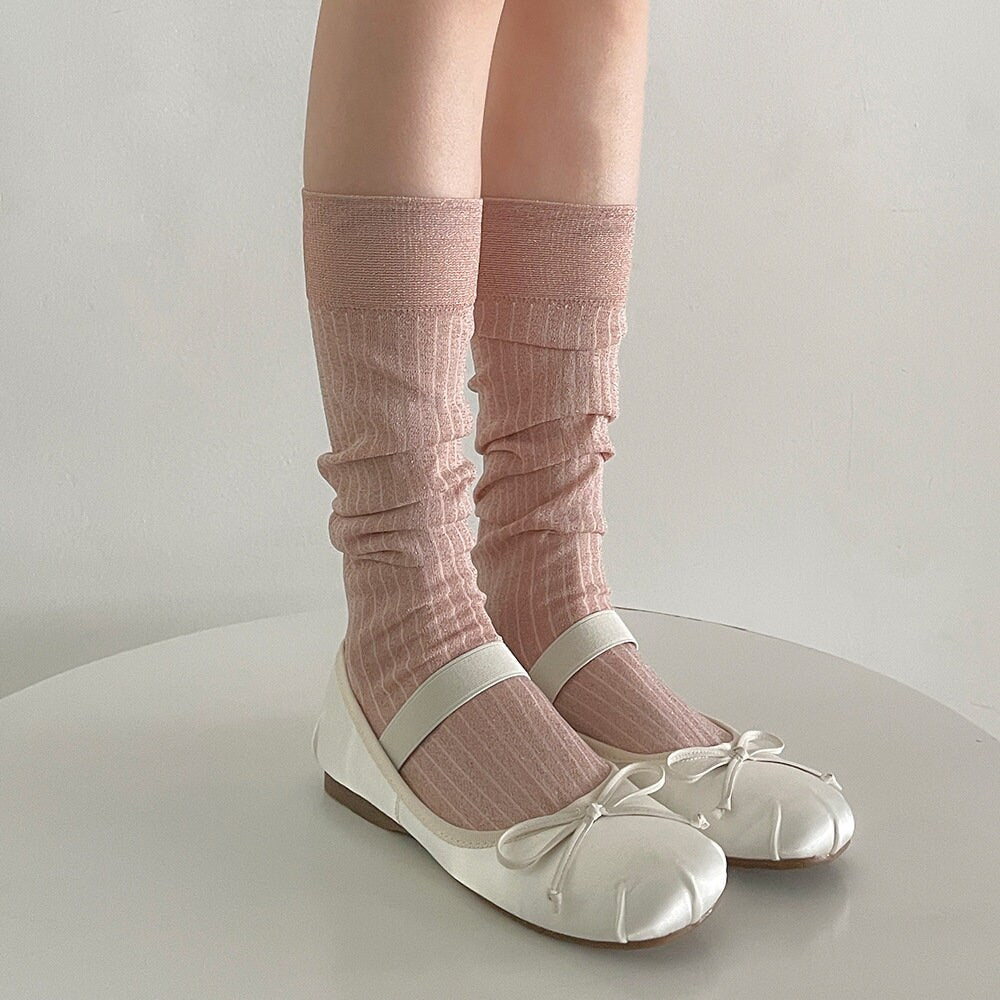 Shiny Knee High Socks / Calf Socks For Women