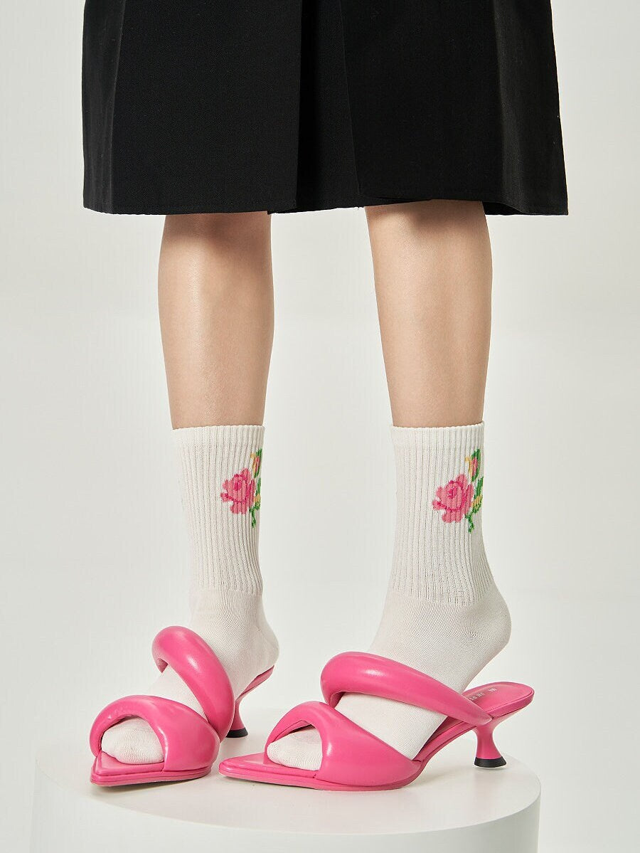 Floral 80s/90s Crew Socks For Women