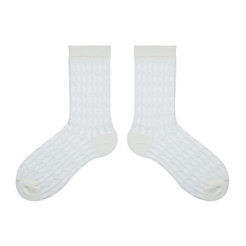 Pointelle Semi-Sheer Crew Socks