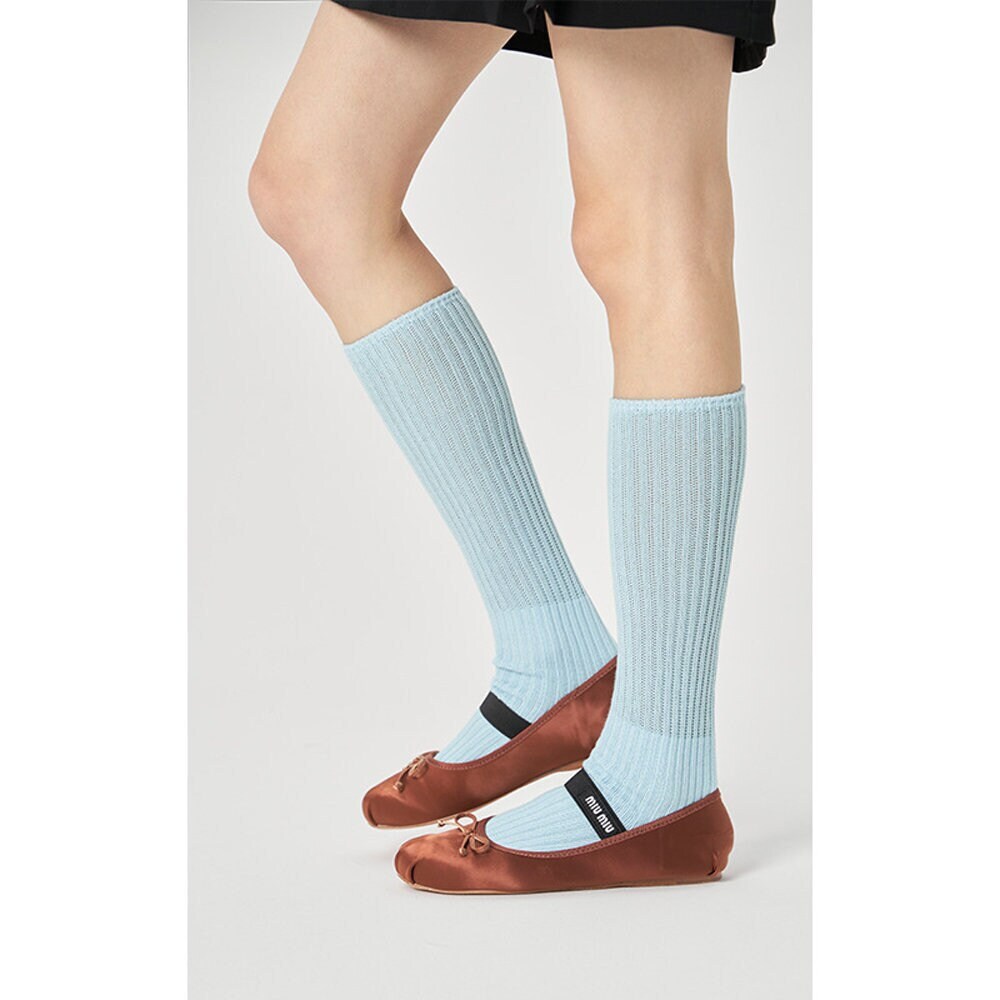 Ribbed Knit Slouch Knee High Socks For Women