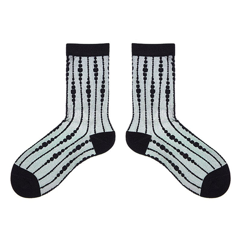 Stripe Dots Sheer Crew Socks