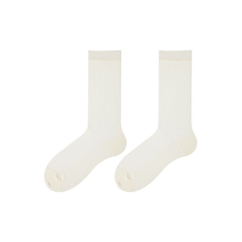 Semi-Sheer Stripe Crew Socks / Calf Socks For Women