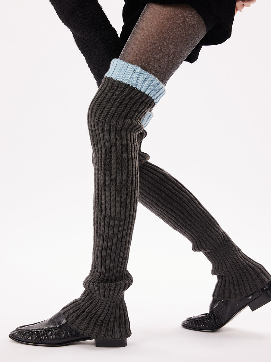 Colorblock Over-the-Knee Ribbed Knit Leg Warmers