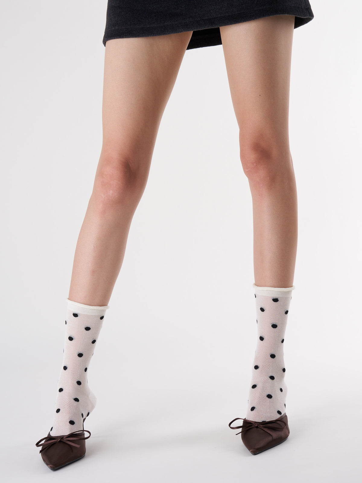 Roll Cuff Polka Dot Crew Socks