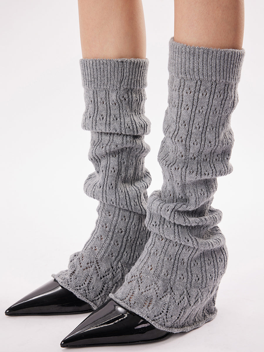 Pointelle Knit Flared Leg Warmers