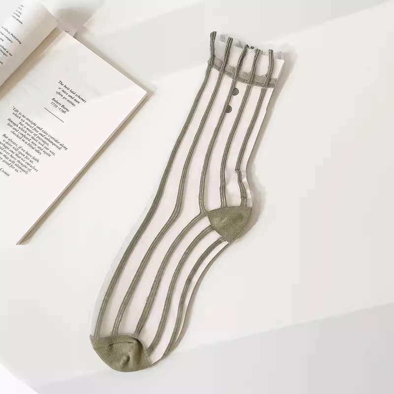 Stripe Sheer Crew Socks