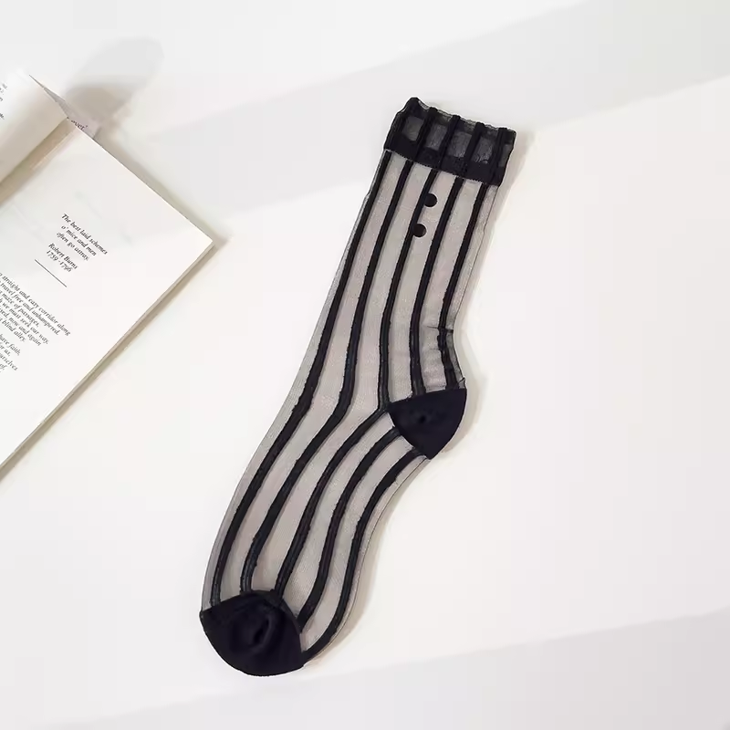 Stripe Sheer Crew Socks